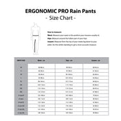 ERGO PRO Size Chart - Mens Pants